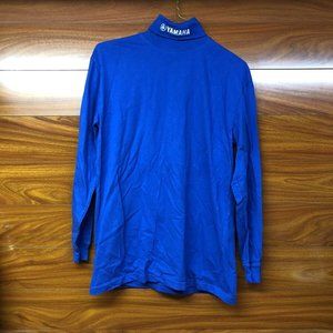 VINTAGE 90s Yamaha Racing Longsleeve Turtleneck Shirt Blue Sz S